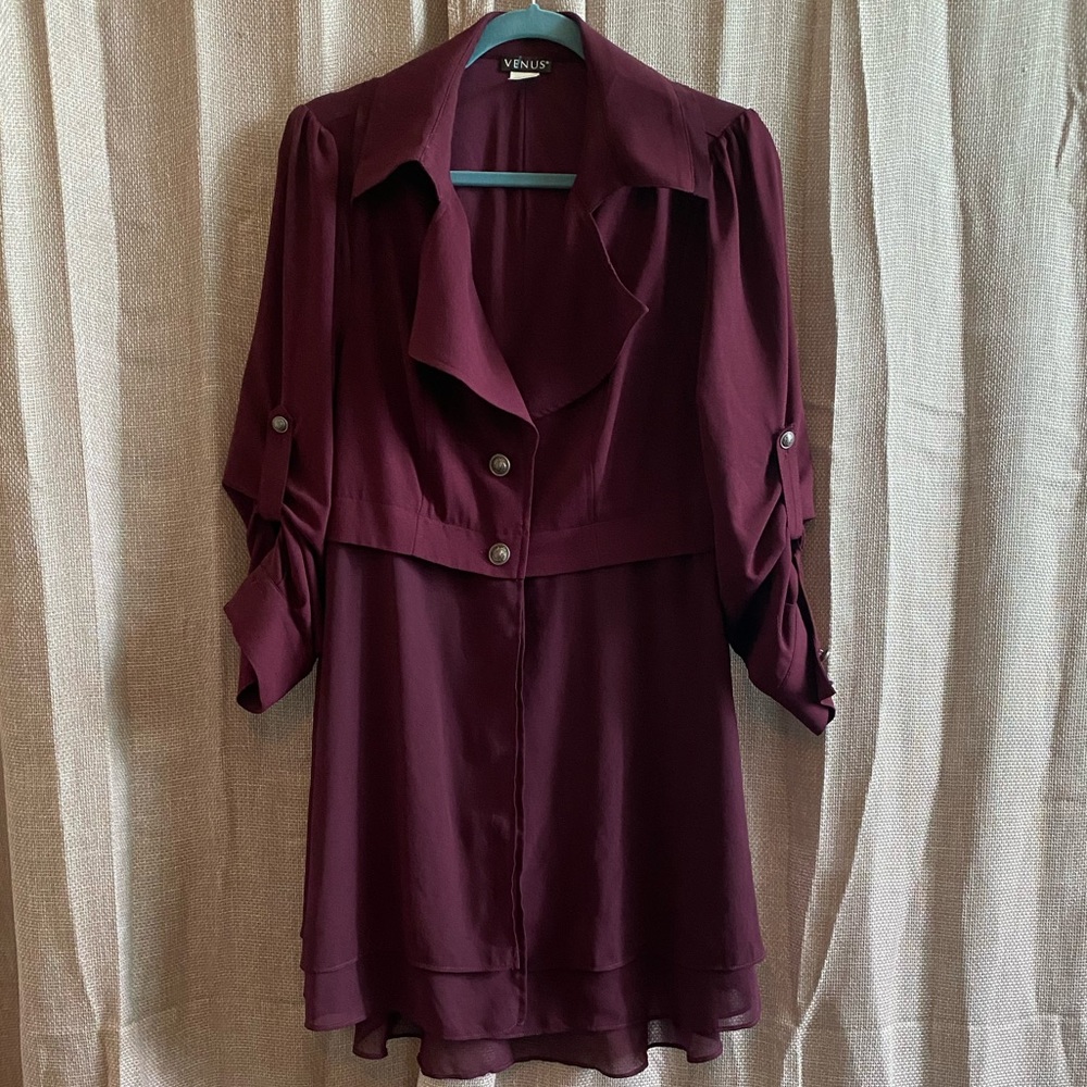 Venus Maroon Long Flowy Blazer
